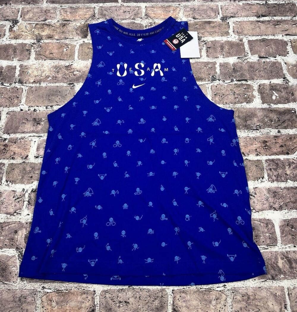 NWT Nike Team USA Tank Top Women M Sleeveless Shirt Americana All Over Print Gym